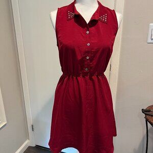 NWT Olive & Oak Red button up sleeveless mini dress, Size Small